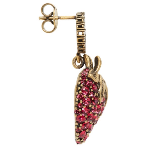 Gucci drop clear & red crystal strawberry earrings new never worn - Picture 1 of 4